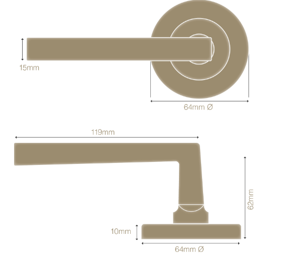 Windsor Premium NZ Federal 64mm Large Rose Lever Set Price Per Pair - Available in 13 Colours