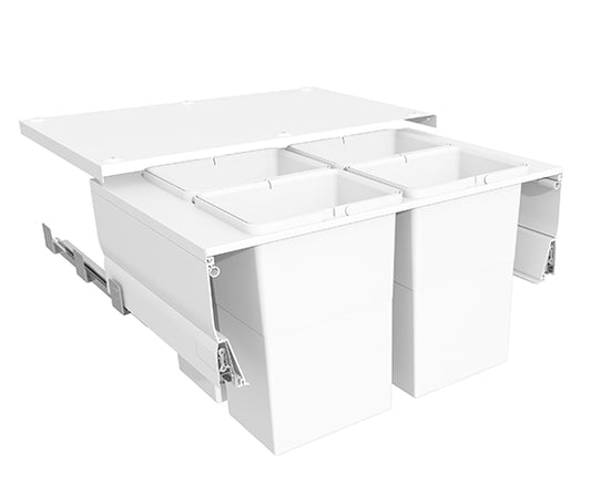 Tanova Designer Series Pull Out Soft Close Kitchen Waste Bin 800mm Cabinets -4 Bins-White and Charcoal