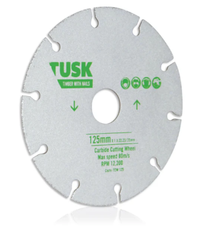 Tusk Heavy Duty Carbide Cutting Wheel - 115mm x 1 x 22.23 & 125mm x 1 x 22.23