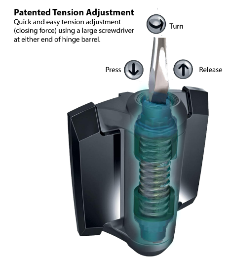 D&D Technologies DD TECH TRUCLOSE MULTI-ADJ HINGE FOR METAL GATE -REGULAR
