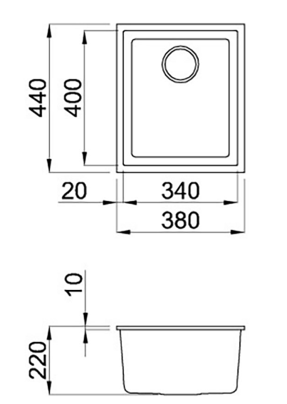 BURNS & FERALL ELLECI QUADRA ELMQ100-79 UNDERMOUNT SINGLE BOWL GRANITE METALTEK