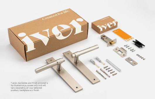 Iver Sarlat Door Lever 16200 Rectangular Backplate Brushed Gold PVD - Passage ,Privacy & Entrance