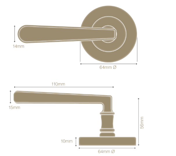 Windsor Premium NZ Villa 64mm Large Rose Lever Set Price Per Pair - Available in 13 Colours