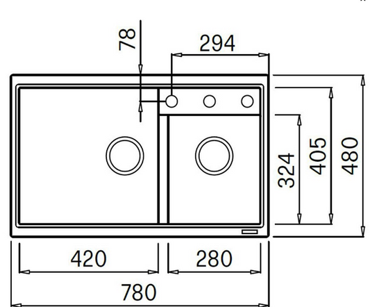 BURNS & FERALL ELLECI FLORENCE UNDERMOUNT & TOPMOUNT ALUMINIUM 420 + 280MM DOUBLE BOWL SINK CREAM