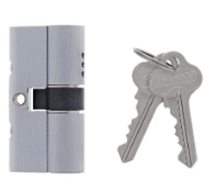 Carbine Australia Double Cylinder Complete -62 (26.10.26)  Fixed Cam - 5 pin - Satin Chrome & Polished Brass
