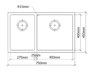 San Sink Stainless Steel 200-75 Right Madrid Titan premium Range 1.2mm