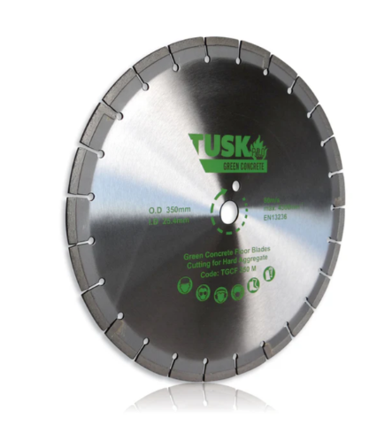 Tusk Heavy Duty Green Concrete Floor Blades - 350mm x 3.2/2.4 x 8 x 25.4PH & 410mm x 3.4/2.6 x 8 x 25.4PH