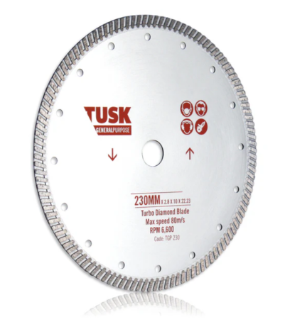 Tusk Heavy Duty Turbo General Purpose Blades - 105mm x 2.0/1.4 x 10 x 22.23 ,115mm x 2.0/1.4 x 10 x 22.23 ,125mm x 2.0/1.4 x 10 x 22.23 ,180mm x 2.6/1.6 x 10 x 22.23 & 230mm x 2.8/1.8 x 10 x 22.23