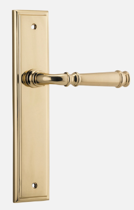 Iver Verona Door Lever 10242 Stepped Backplate Polished Brass - Passage ,Privacy & Entrance