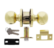 Carbine Australia Epsom 3000 Cylindrical Vestibule set, 60/70mm backset, C4 Keyed to Differ, Boxed, Satin Stainless Steel ,Matte Black & Polished Brass