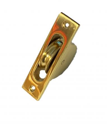 Lohala Sash Pulley (Solid Brass) 106mm x 27mm - Polished Brass & Satin Chrome