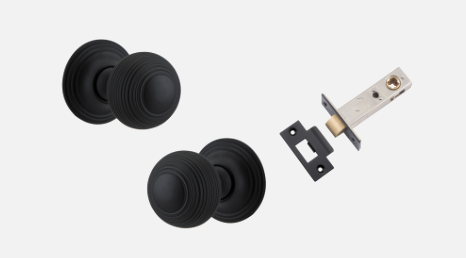 Iver Guildford Door Knob 0223 Round Rose Matt Black - Passage kit ,Privacy kit & Entrance Kit (Dual Function 5 pin and Key Thumb 6 Pin)