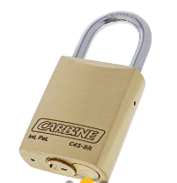 Carbine Australia C45 Brass Padlock, 8mm x 30mm x 45mm Moly Shackle, Keyed Alike KA2 and Keyed Alike KA1 Boxed Single Brushed Brass