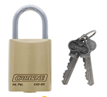 Carbine Australia C45 Brass Padlock, 8mm x 30mm x 45mm Moly Shackle, Keyed Alike KA2 and Keyed Alike KA1 Boxed Single Brushed Brass