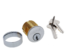 Carbine Australia Rim Cylinder  -Threaded Kawneer 6 pin C4 - Brass Body - Keyed to Differ Satin Chrome