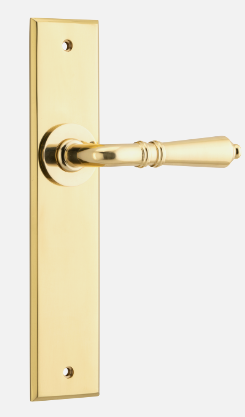 Iver Sarlat Door Lever 10280 Chamfered Backplate Polished Brass - Passage ,Privacy & Entrance