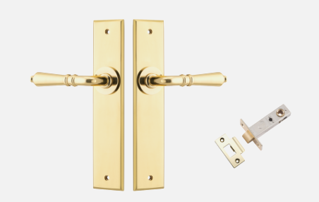 Iver Sarlat Door Lever 10280 Chamfered Backplate Polished Brass - Passage ,Privacy & Entrance