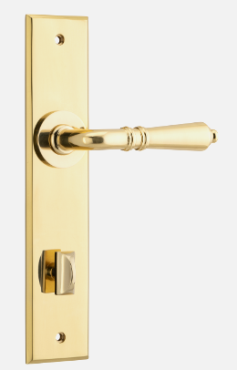Iver Sarlat Door Lever 10280 Chamfered Backplate Polished Brass - Passage ,Privacy & Entrance