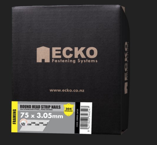 Ecko Round Head 304Stainless Steel Ring Gasless 2.87x60,65mm,3.05x75mm Pack of 1000