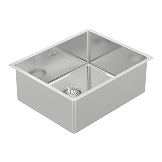 BURNS & FERALL BDM540 Single Bowl 500x400x210mm Designer R15 Waste & Overflow 1.2mm Stainless Steel