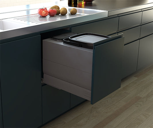 Tanova Designer Series Soft Close Pull Out Bokashi Unit - 400mm Cabinet - Umbra Grey & Black -