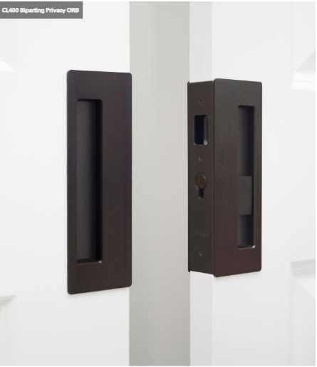 Cavity Slider for Doors CaviLock CL400 BI-Parting Right Handle Key Locking Left Handle Blank 46-52mm - Available in 6 Colours : Bright Chrome ,Satin Chrome, Oil Rubbed Bronze ,Satin Nickel, Matte Black ,Custom Finish
