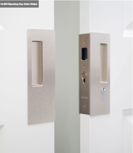 Cavity Slider for Doors CaviLock CL400 BI-Parting Right Handle Key Locking Left Handle Snib 52-58mm - Available in 6 Colours : Bright Chrome ,Satin Chrome, Oil Rubbed Bronze ,Satin Nickel, Matte Black ,Custom Finish