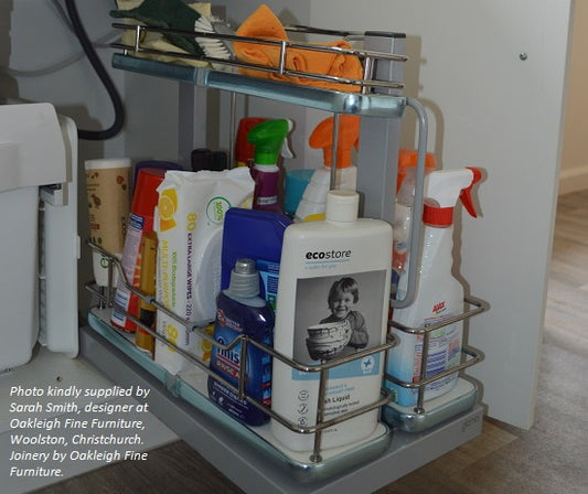 Tanova Giamo Soft Close Pull Out Laundry Storage Bin Detergent Storage Solid Base