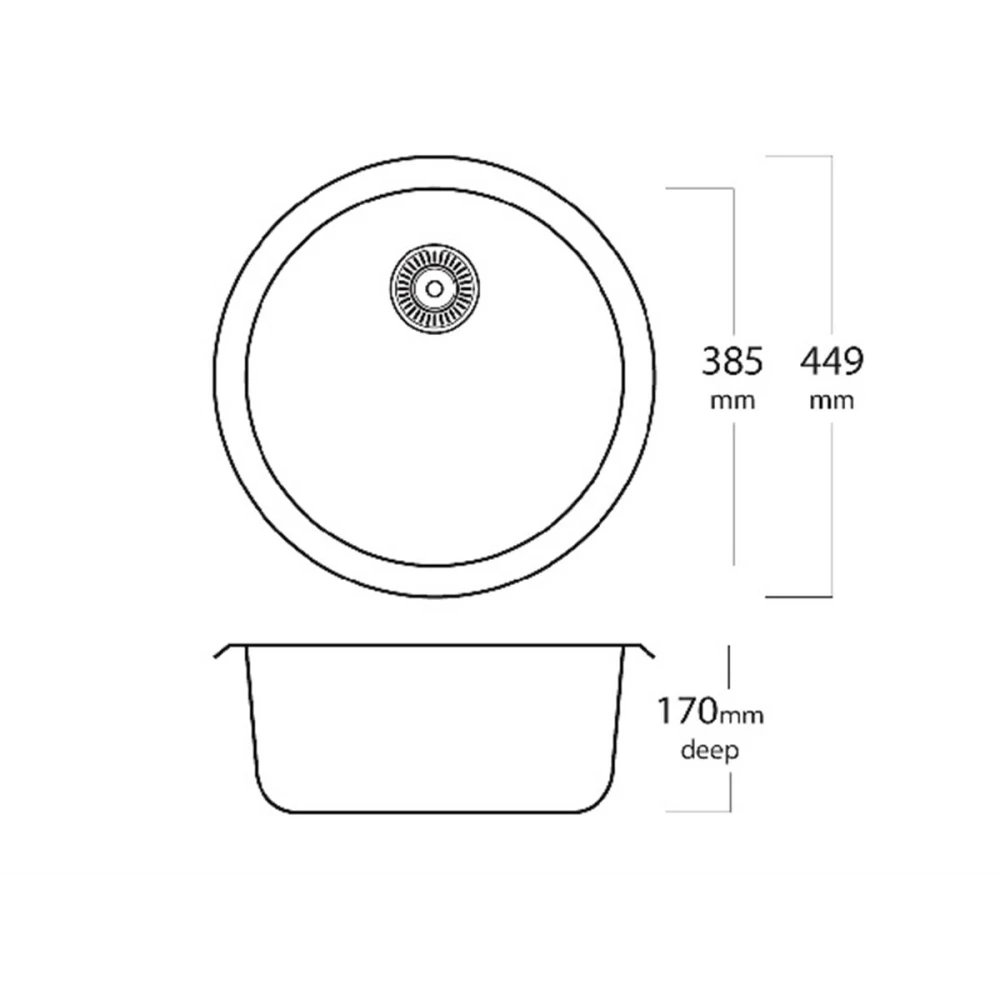 MERCER ER102 VERONA ROUND SINGLE BOWL TOP MOUNT AND UNDER MOUNT WITH & WITHOUT OVERFLOW 304 & 316