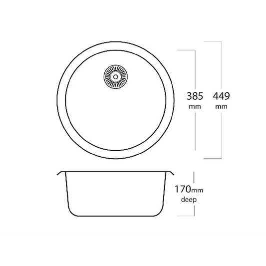 MERCER ER102 VERONA ROUND SINGLE BOWL TOP MOUNT AND UNDER MOUNT WITH & WITHOUT OVERFLOW 304 & 316