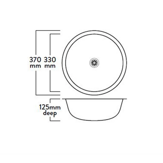 MERCER ER105 VISO ROUND SINGLE BOWL TOP MOUNT AND UNDER MOUNT WITH & WITHOUT OVERFLOW 304 & 316