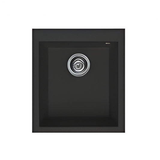 BURNS & FERALL ELLECI GRANITE SINKS QUADRA SINGLE BOWL TOPMOUNT 100 (410 X 500MM) & UNDERMOUNT 100 (380 X 440MM) -BLACK
