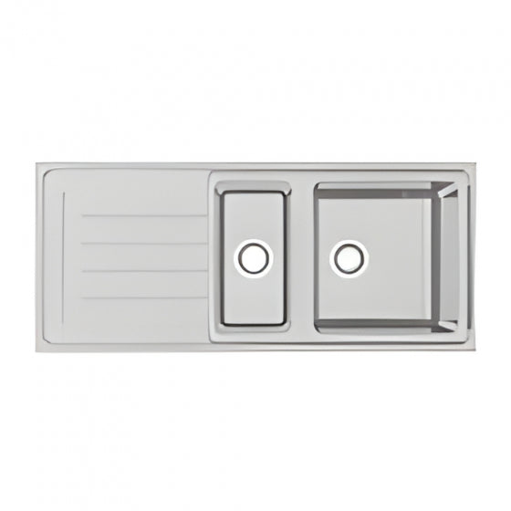 BURNS & FERALL DEB180 CLASSIC DELTA DOUBLE BOWL WITH DRAINER REVERSIBLE SINK STAINLESS STEEL