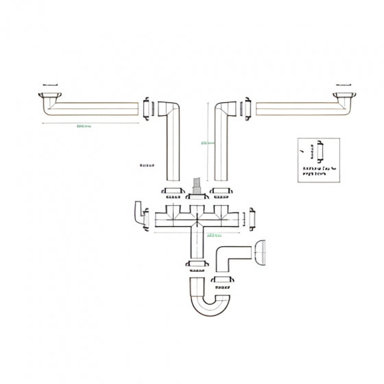 BURNS & FERALL SPAZIO SPACE SAVER WASTE KIT 304 STAINLESS STEEL - CAYMAN SINKS ACCESSORIES