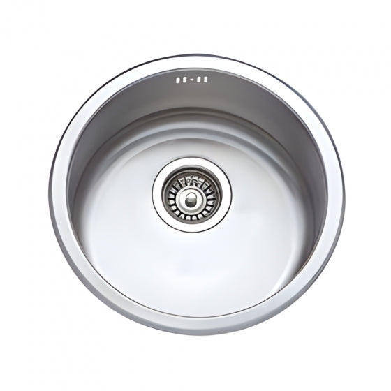 BURNS & FERALL CLASSIC ORBIT2 ROUND FLAT BASE BOWL 370MM WITH OVERFLOW STAINLESS STEEL