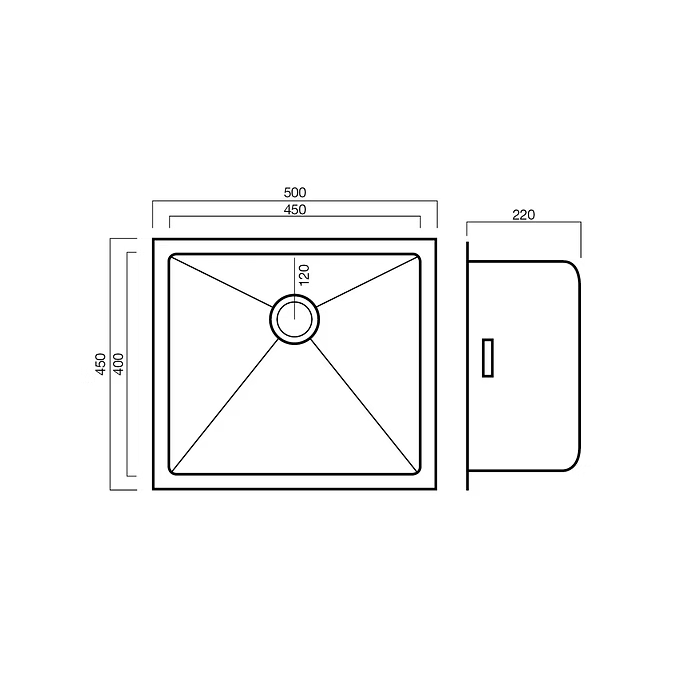 Ikon Invercargill 450 x 400 x 220 Southland Collection 316 Stainless Steel Sink