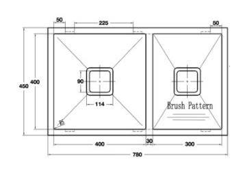 Blanco Germany Linen Squareline Sinks, 1 & 3/4 Bowl ( 780 x 450 x 200mm ) Width 900mm Finish Stainless Steel and Gun Metal