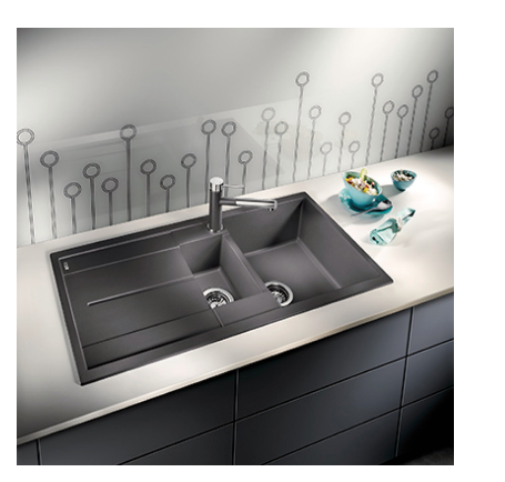 Blanco Germany Metra 6 S Sink Bowl ( Width 360mm x Depth 190mm x height 190mm ),Second bowl ( Width 170mm x Depth 130mm x height 130mm )  Blanco Silgranit Range- Available in 5 Colours :  Anthracite ,Black ,Rock Grey ,White ,Alu-Metallic