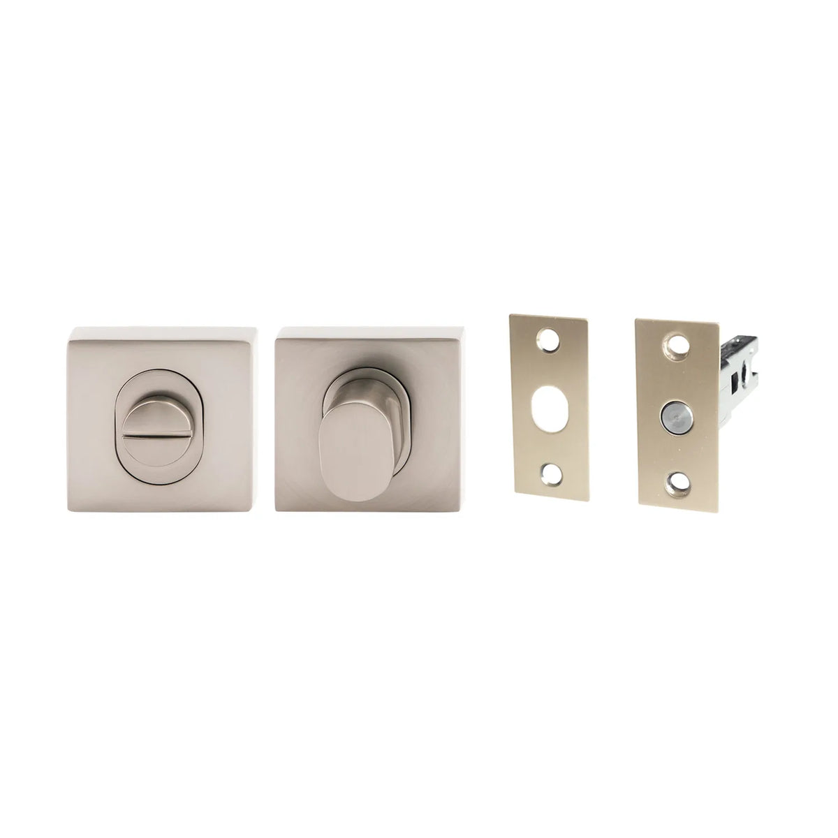 MILES NELSON DOOR HANDLES MILANO RANGE 55MM ROUND AND SQUARE ROSE PRIVACY TURN SET INCLUDES BOLT - MATT BLACK,SATIN GRAPHITE,SATIN NICKEL