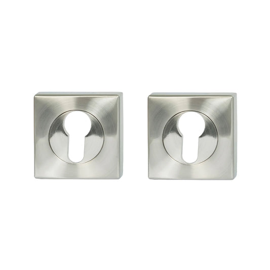 MILES NELSON DOOR HANDLES MILANO RANGE ROUND EURO EUCHTCHEON (PAIR) - SATIN NICKEL