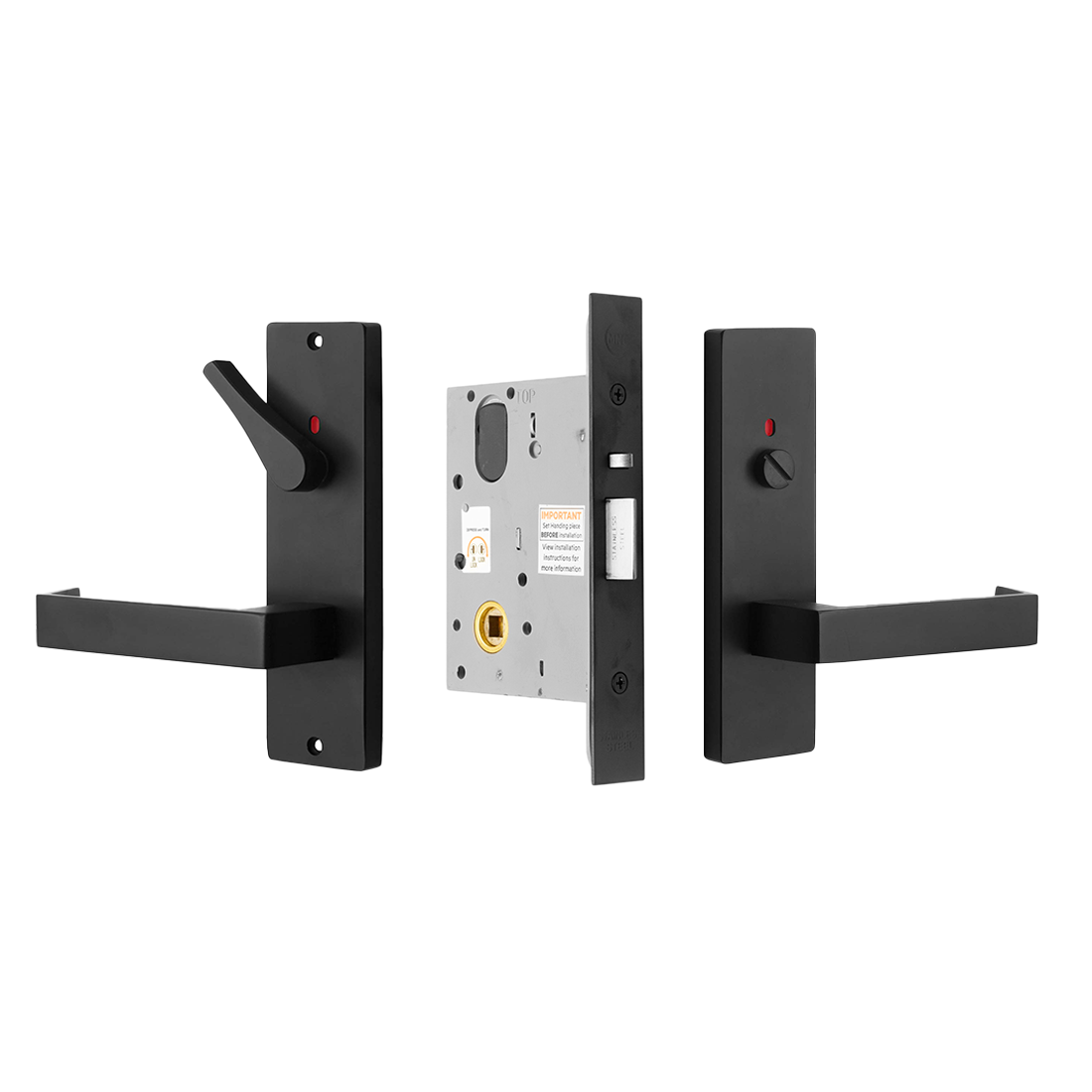 MILES NELSON COMMERCIAL 87 & 90 LEVER PRIVACY LOCK KIT (LARGE TURN) INCLUDE MNC5000, MNC153I/87 & 90, MNC154ICLT/87 & 90,MNCAD5200-01 - SATIN CHROME ON BRASS & MATT BLACK