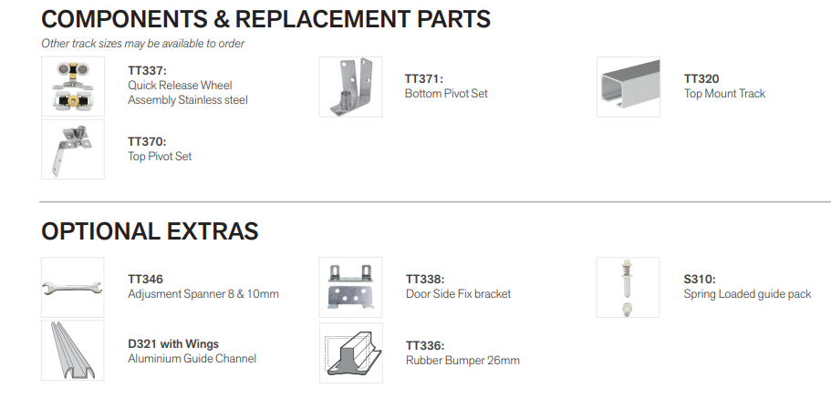 Cowdroy Triumph Folding Door Track System 22kg for Single Internal doors and components 22kg