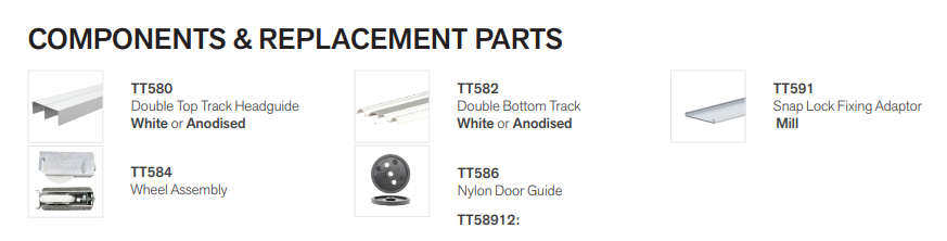 Cowdroy Robemaker for 2 and 3 Sliding doors Track Set and components 40kg -1200mm ,1500mm ,1800mm ,2400mm ,6000mm & 6020mm ( Anodised ,white & mill alu color )
