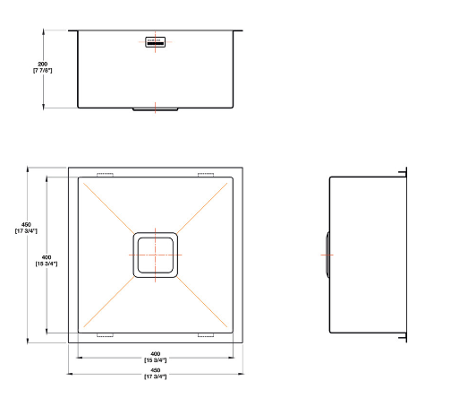 Blanco Germany Squareline Sink, Single ( Width 400mm x Depth 400mm )  & Double Bowl ( Width 400mm x Depth 400mm ) Matt finish