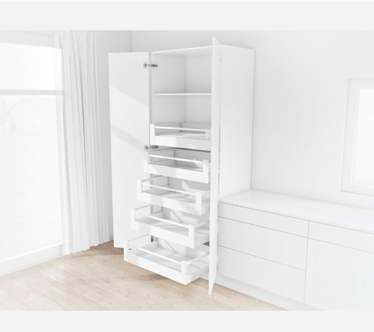 Blum Merivobox Space Tower kitset Two door Length 500-550mm ,5 × 70kg , Up to 601-1200W - Available in Silk White and Orion Grey