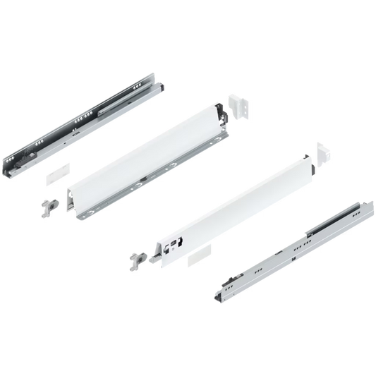 Blum Tandembox Antaro Kitset with Gallery Rails length 500mm X 82.5mm - 224mm (Height 6 Options ) 30KG Silk White