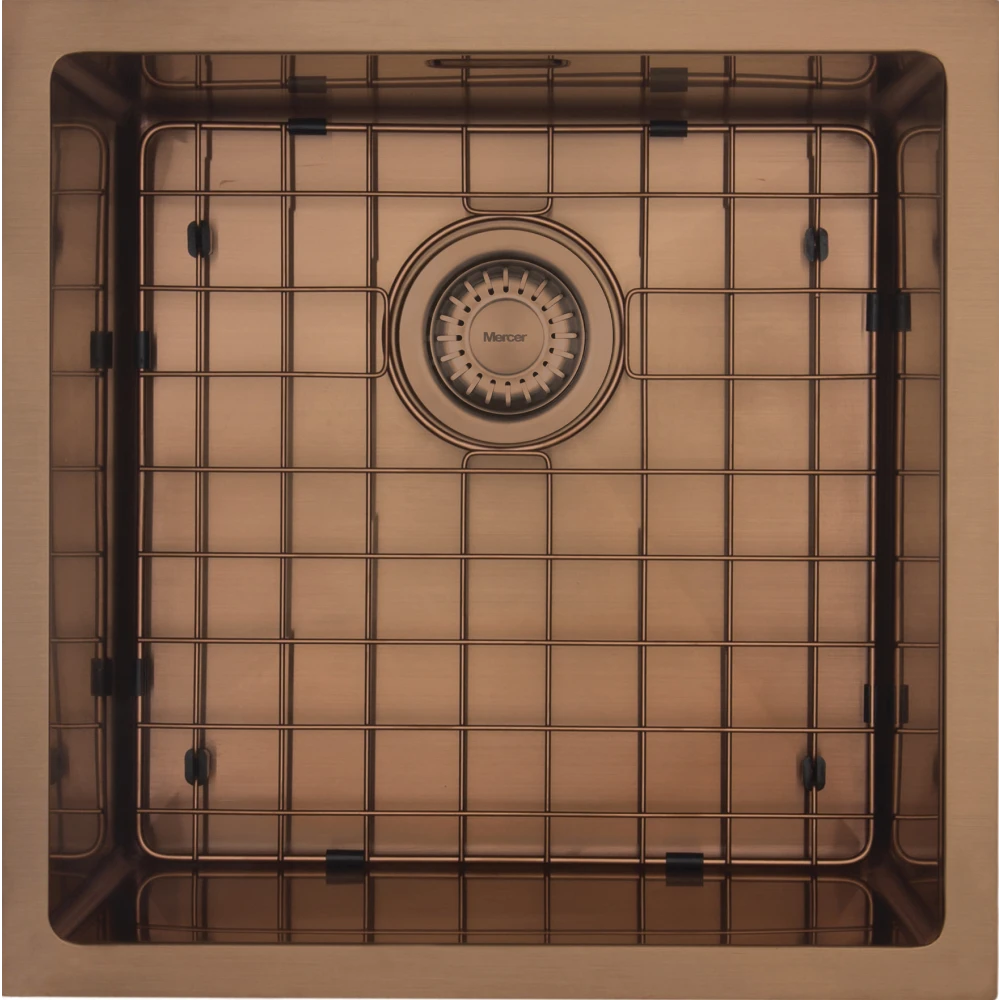 MERCER AURORA SINGLE BOWL WITH MATCHING GRID IN 4 COLOURS - GUN METAL, BRASS, COPPER, BLACK