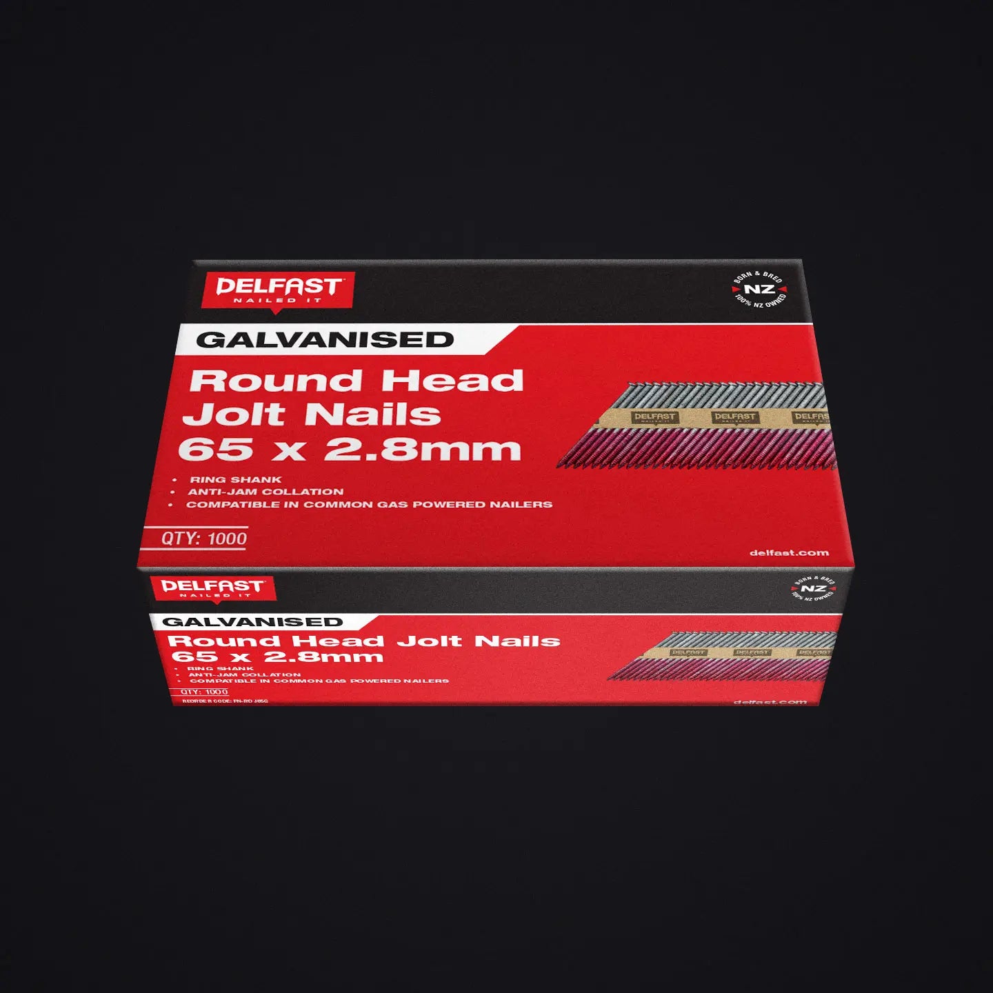 Delfast Ring Galvanised Jolt Round Head Nails 65 x 2.8mm Box 1000