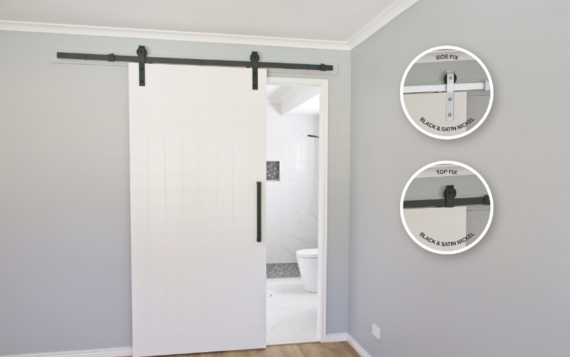 Cowdroy Barn Door Sliding Track System 90kg Single for Internal Doors Track Set for One Sliding Door and components 90kg