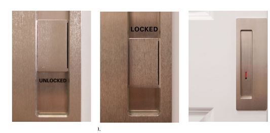 Cavity Slider For Doors Cavilock CL400 Privacy with Indicator Left Handle Snib Right Handle Emergency 40-46mm -Satin Chrome ,Satin Nickel & Bright Chrome